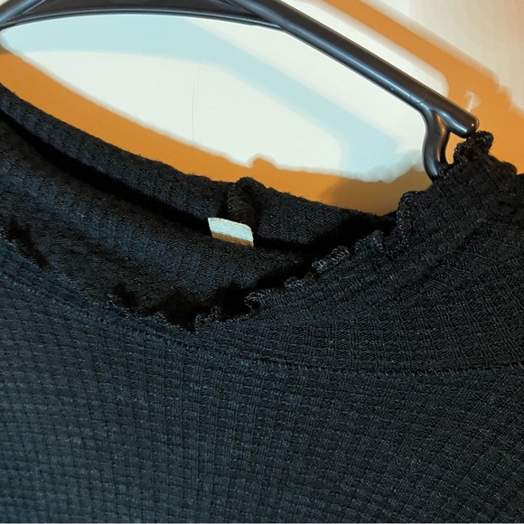 Free People Lettuce Trim Mock Neck Long Sleeve Top - Picture 4 of 5